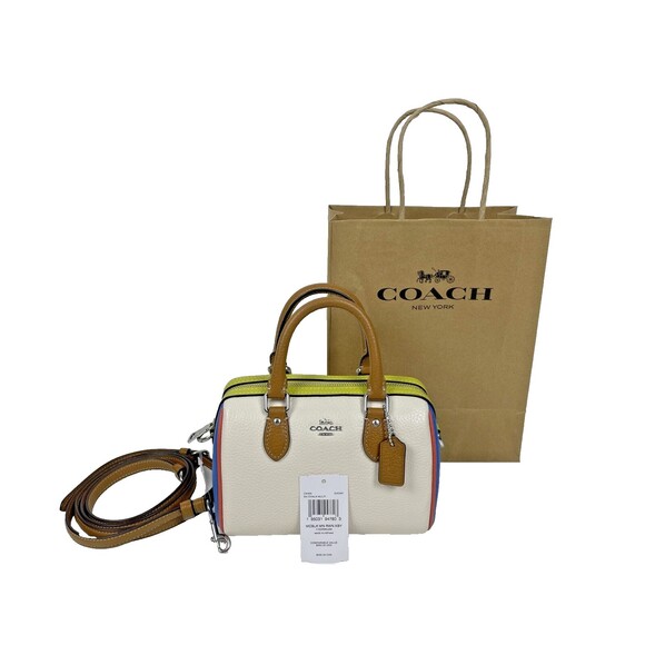 NWT Coach Mini Rowan Crossbody Purse Bag Chalk Blue Green Colorblock CK455 - Picture 1 of 12